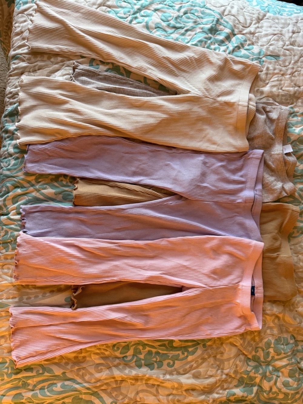 Kids Ribbed Pull-On Leggings - Pastel Mix